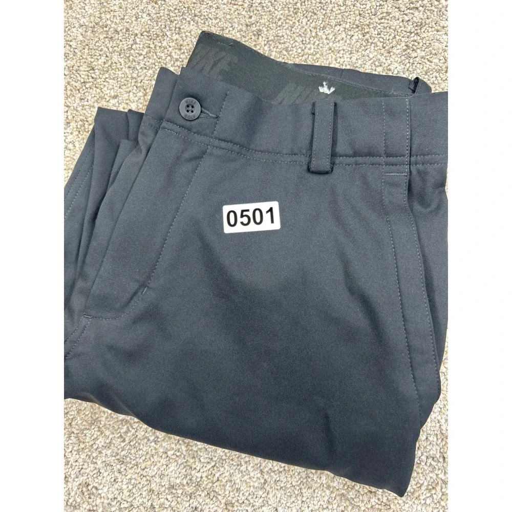 Nike Dri-FIT Mens Golf Pants Black 32x30 Standard Fit Flat Front Trousers #0501